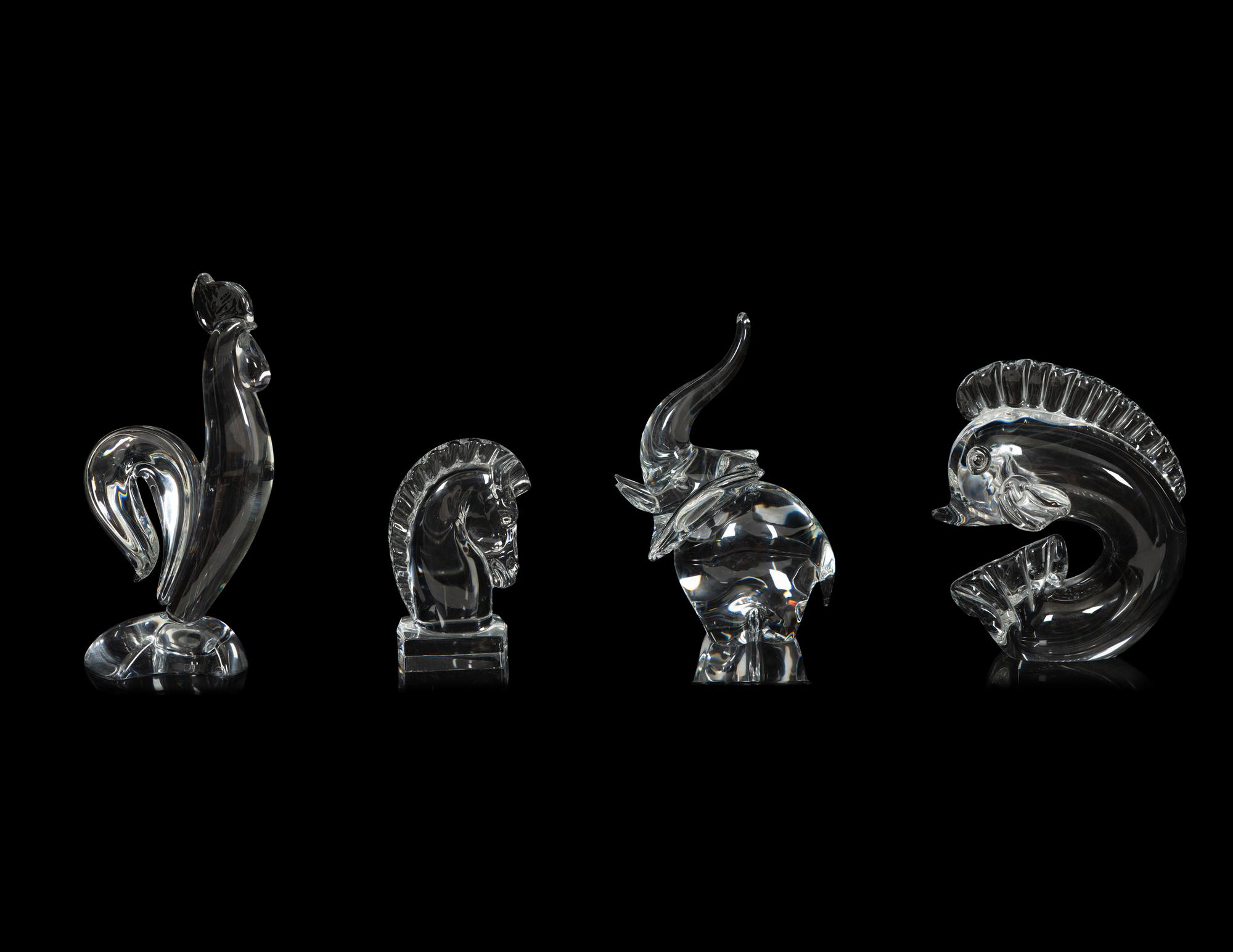 Four Steuben Glass Animal Figures