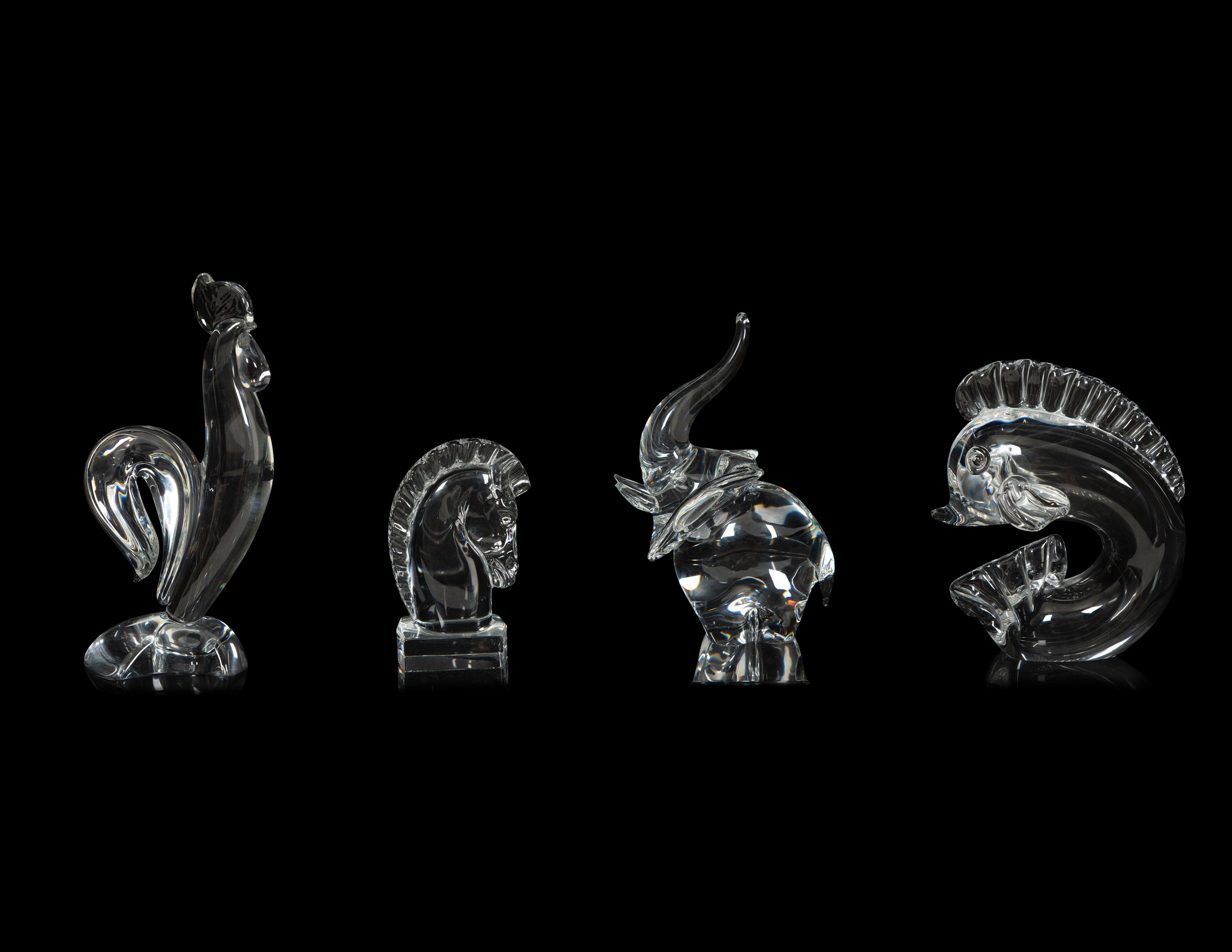 Four Steuben Glass Animal Figures