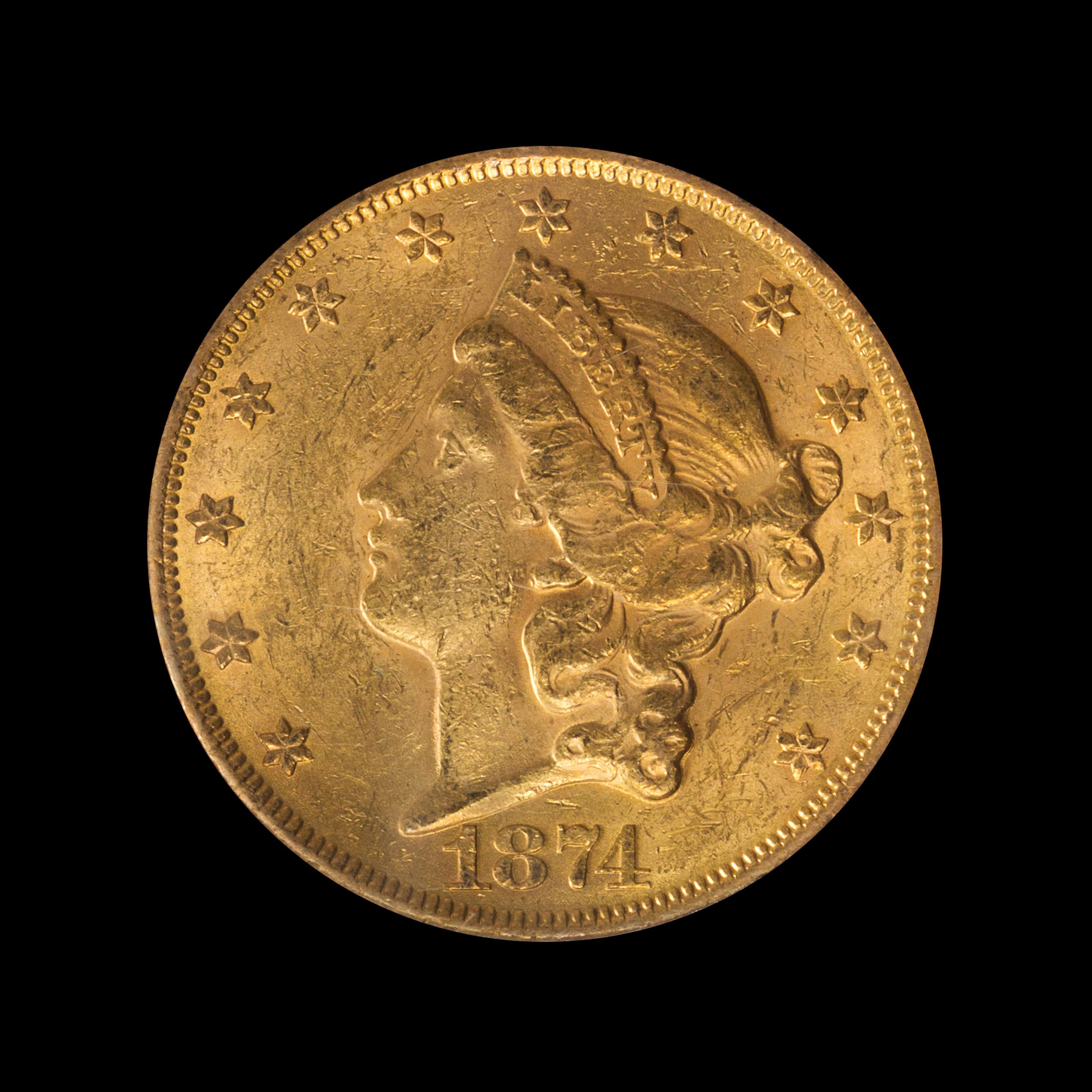 A United States 1874 Liberty Head $20 Gold Coin