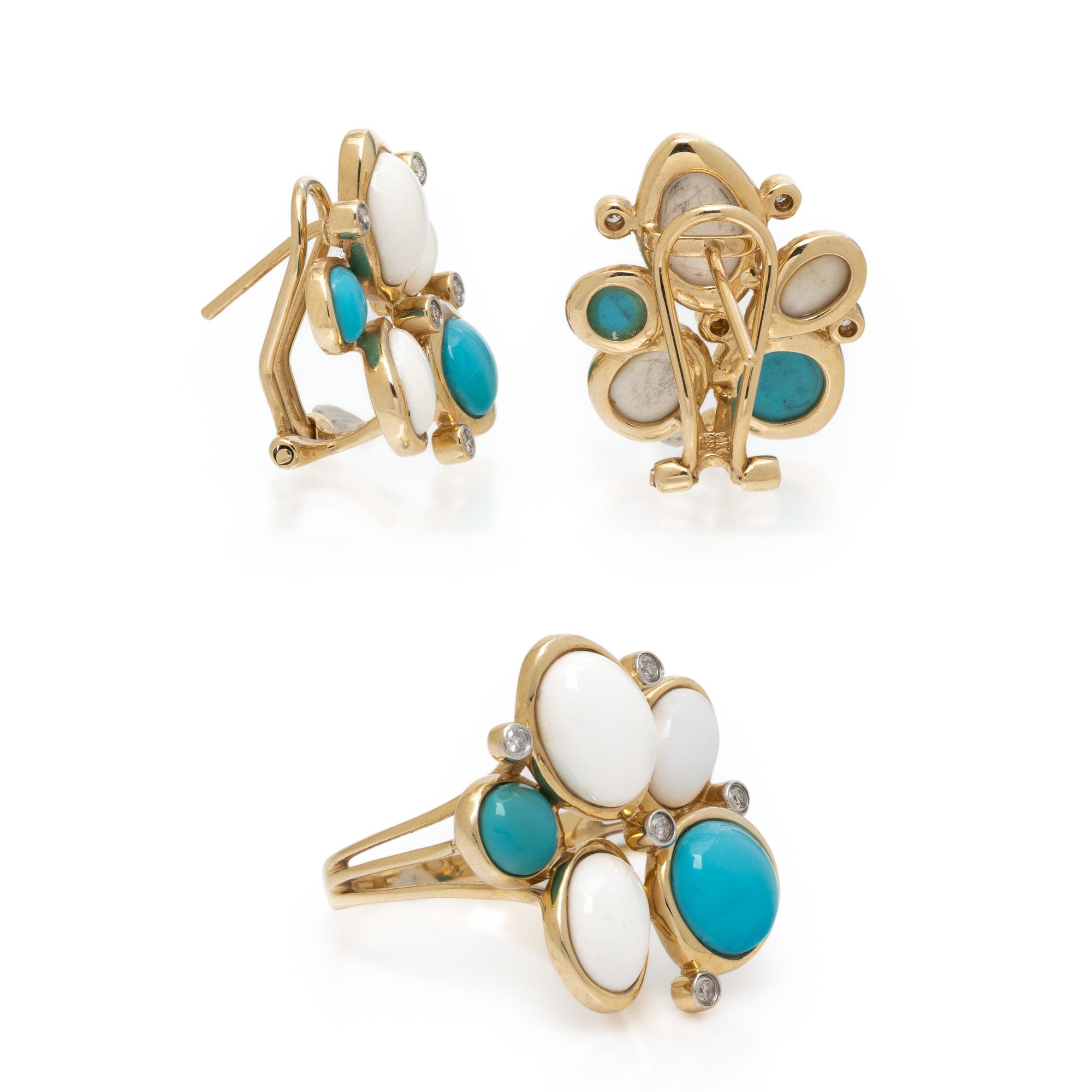 YELLOW GOLD, DIAMOND, AND HARDSTONE SET