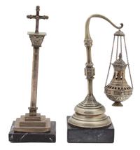 Four Silvered Metal Artifacts Height of tallest 11 1/2 inches. — 20TH CENTURY