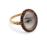 GEORGIAN, GARNET LOVER'S EYE RING