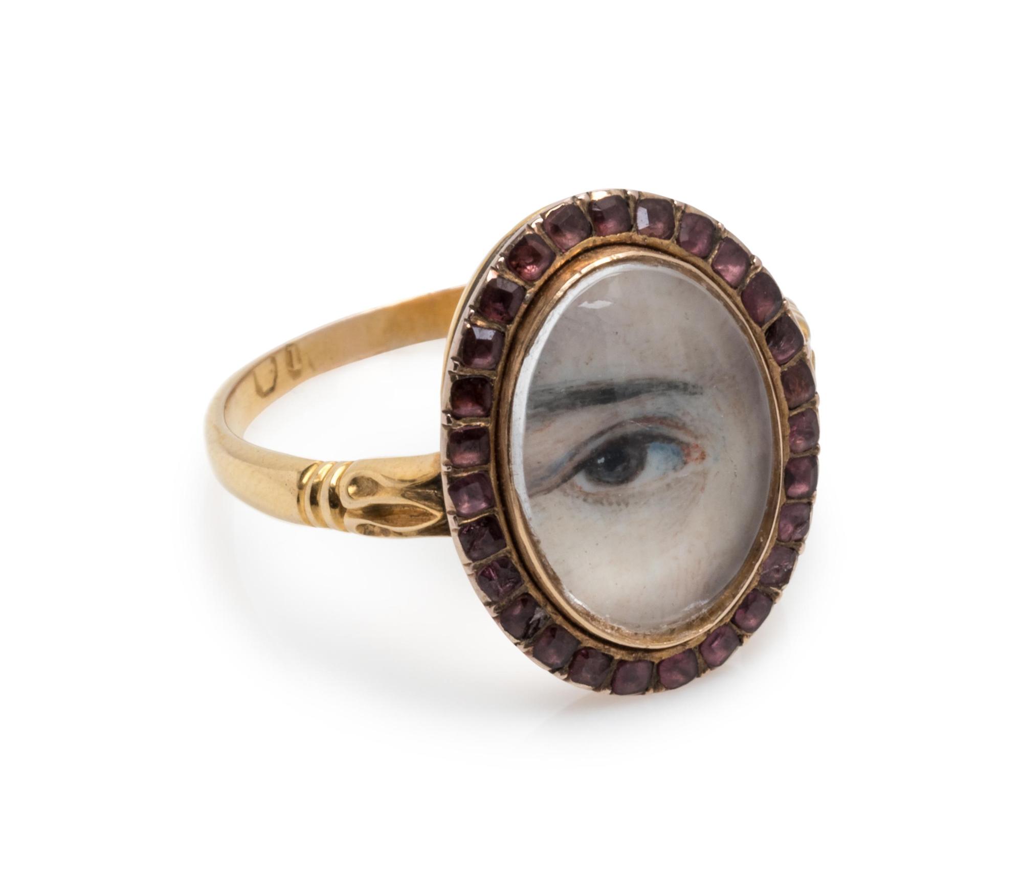 GEORGIAN, GARNET LOVER'S EYE RING