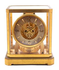 A Vintage LeCoultre Brass Cased Glass "Atmos" Clock Height 9 1/4 inches. — SWISS, EARLY 1950s