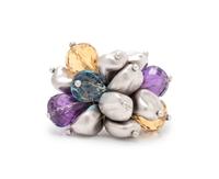 ROBERTO COIN, CULTURED PEARL AND MULTIGEM RING