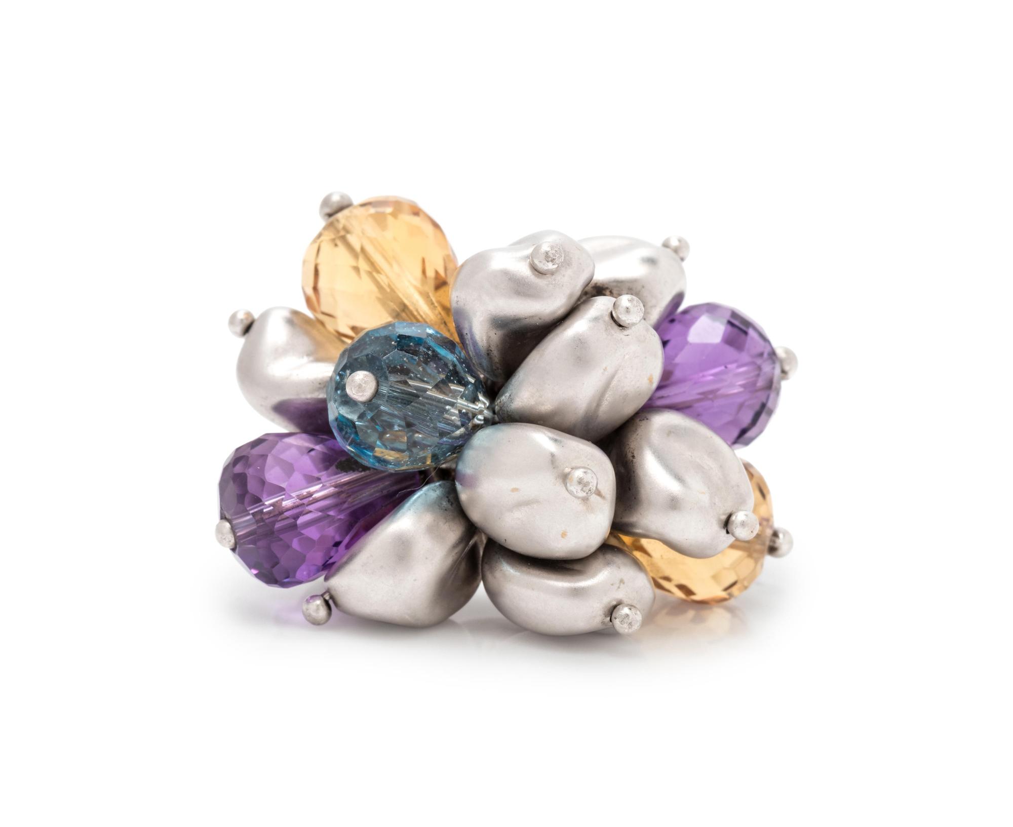 ROBERTO COIN, CULTURED PEARL AND MULTIGEM RING