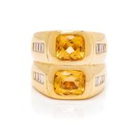 An 18 Karat Yellow Gold, Citrine and Diamond Ring, 15.00 dwts.