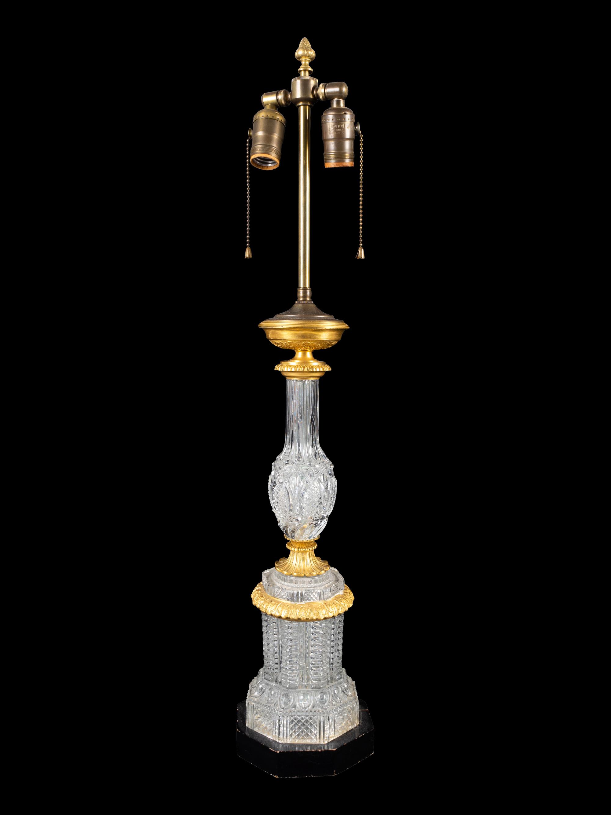 An Austrian Gilt Bronze Mounted Cut Crystal Table Lamp — 20TH CENTURY