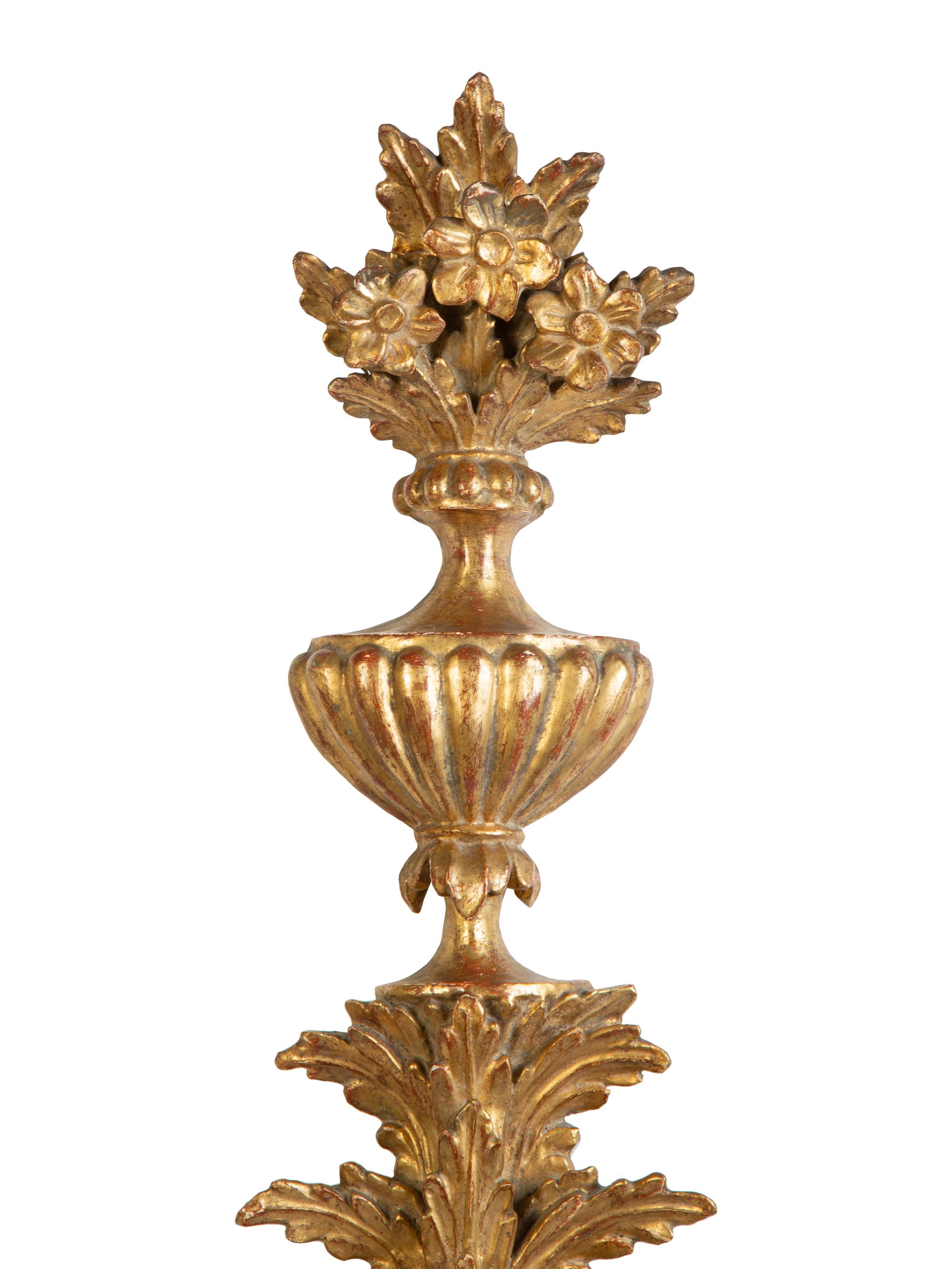 A Pair of Louis XV Style Giltwood Two-Light Wall Sconces — EARLY 20TH CENTURY