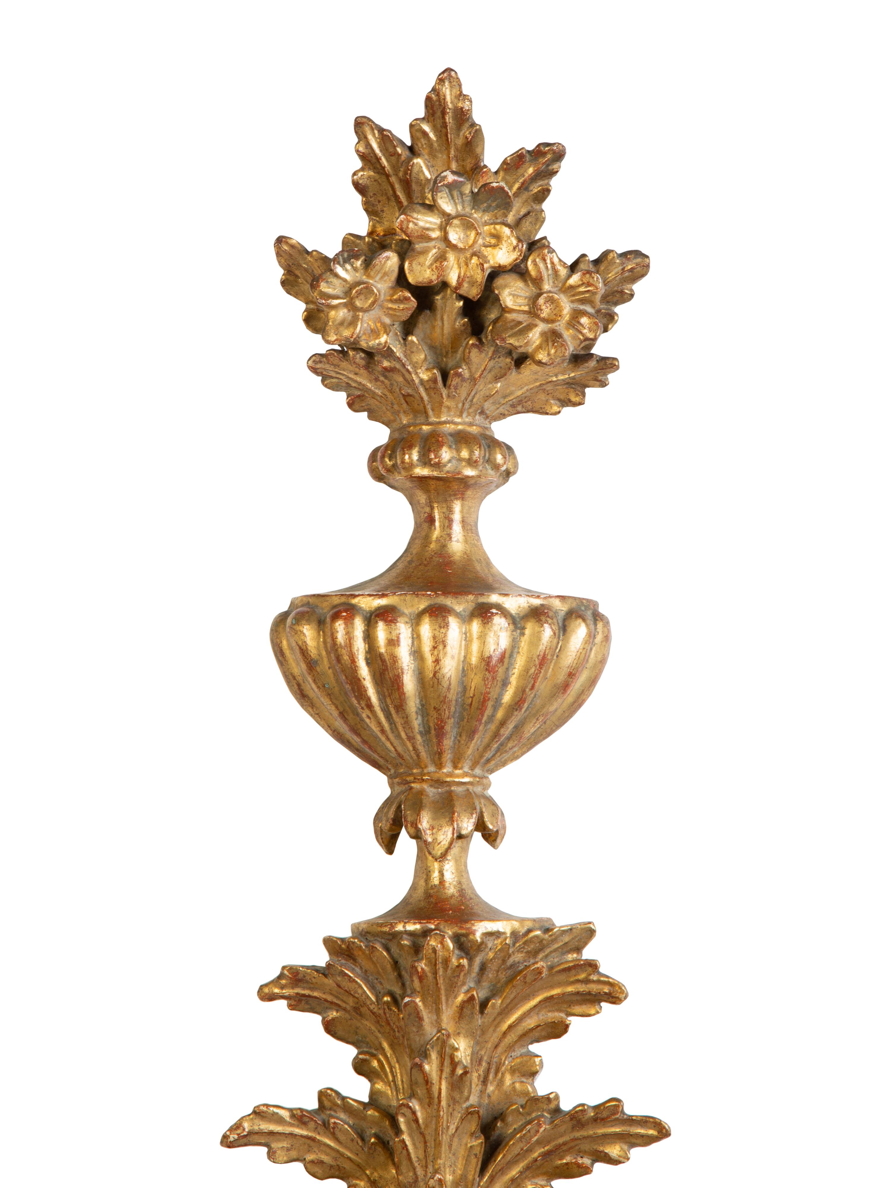 A Pair of Louis XV Style Giltwood Two-Light Wall Sconces — EARLY 20TH CENTURY