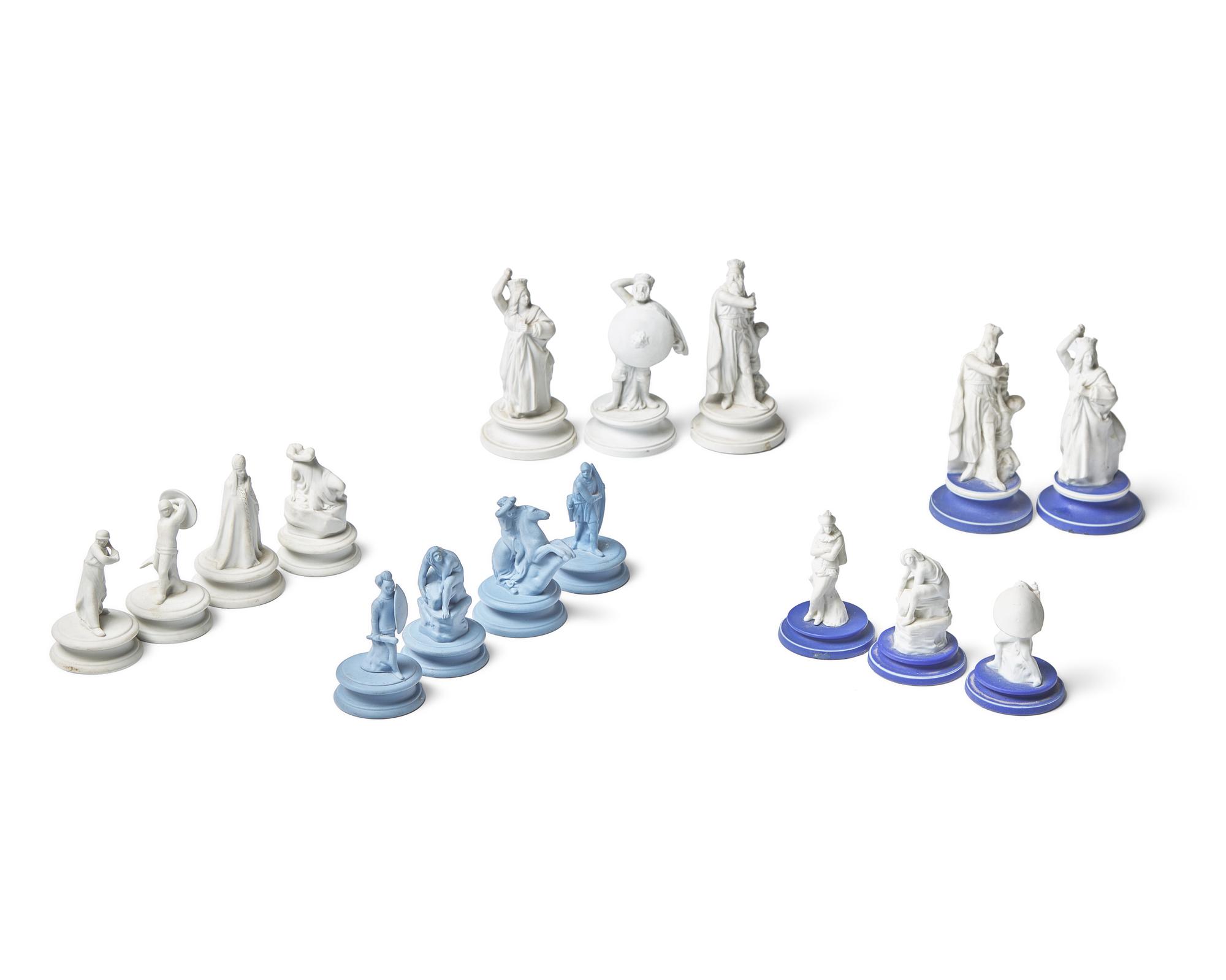 A Collection of Wedgwood Jasperware Chess Pieces