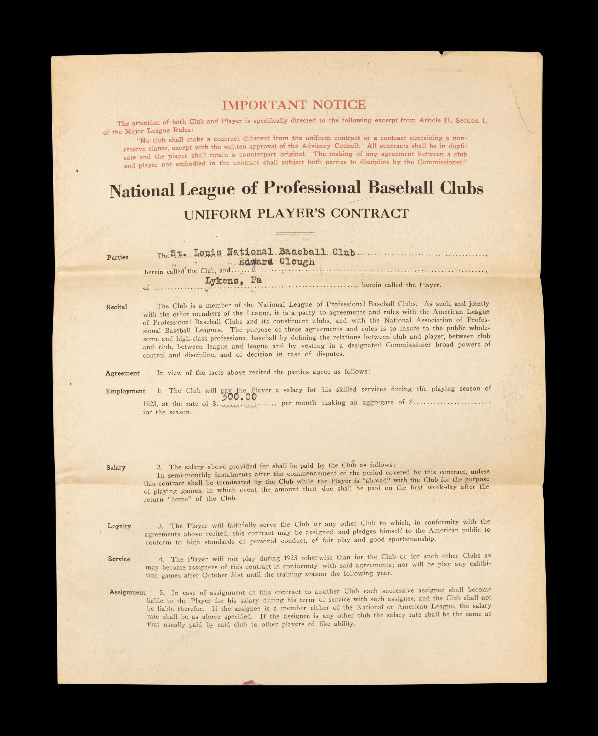 A Group of 15 1920s-30s St. Louis Cardinals Contract Agreements All Signed by Branch Rickey