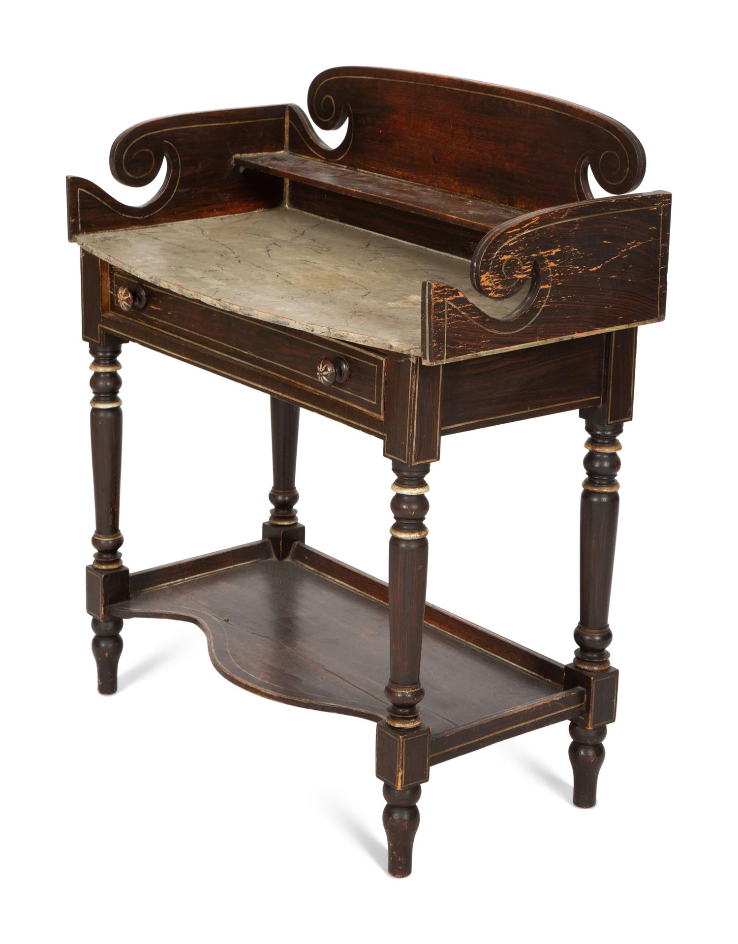 A Grain-Painted and Marbleized Dressing Table
