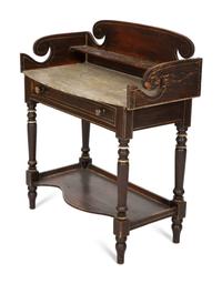 A Grain-Painted and Marbleized Dressing Table
