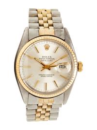 ROLEX, REF. 16013 STAINLESS STEEL AND YELLOW GOLD 'OYSTER PERPETUAL DATEJUST' WATCH