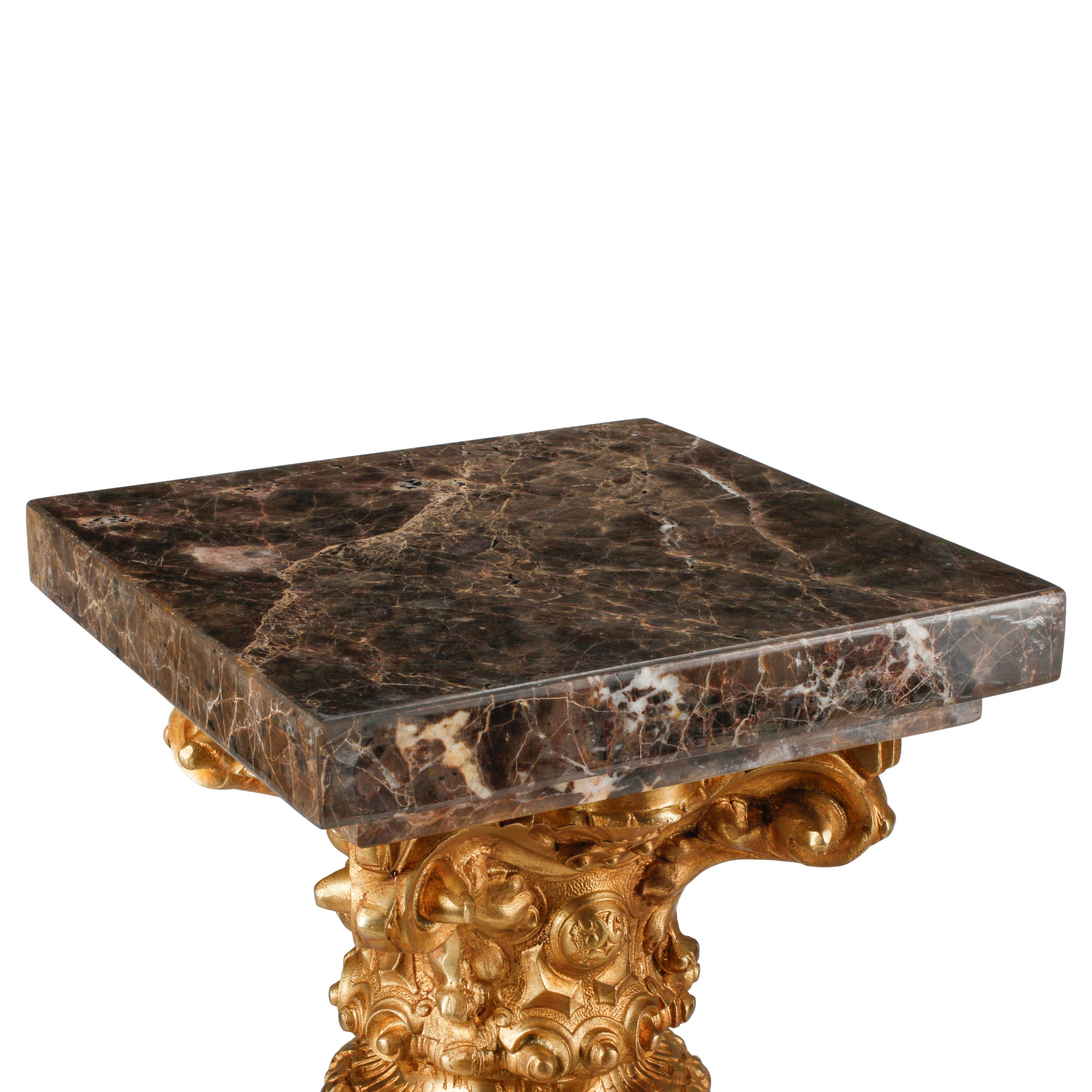 A Pair of Louis XVI Style Gilt Bronze Mounted Marble Pedestals