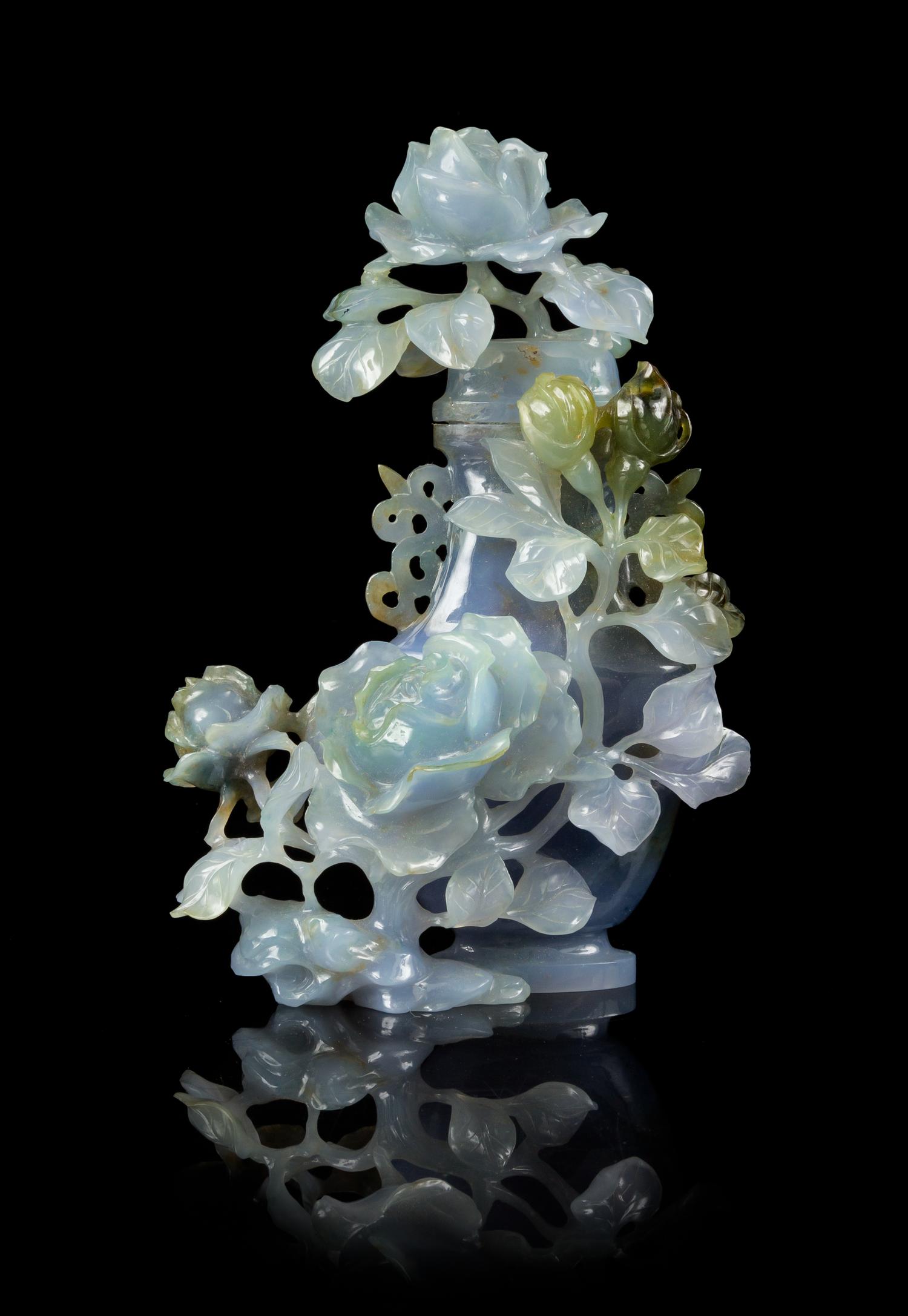 A Jadeite Vase and Cover Height 6 inches. — EARLY 20TH CENTURY