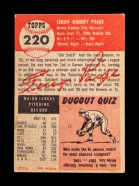 A 1953 Topps Satchel (Satchell) Paige Baseball Card No. 220