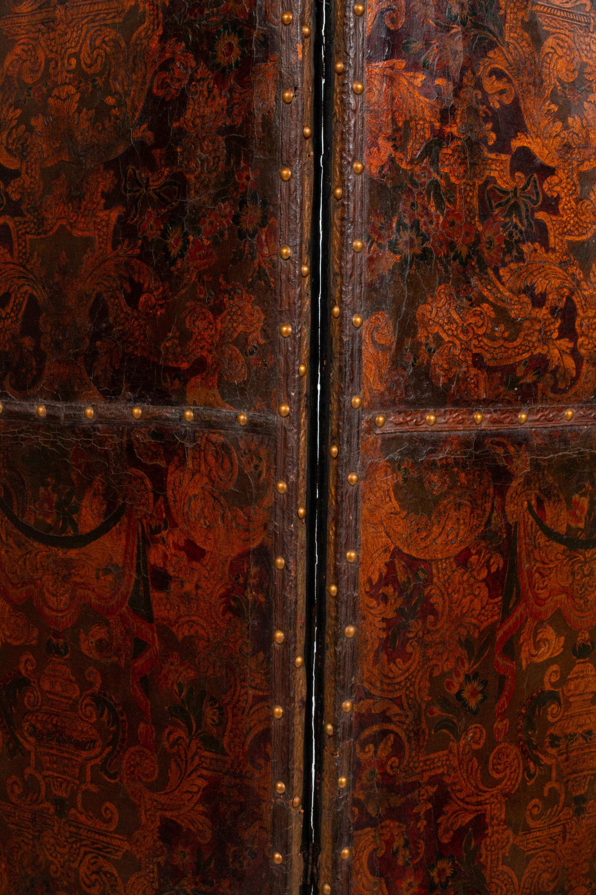 A Spanish Leather Four-Fold Floor Screen — 18TH/19TH CENTURY