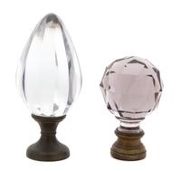 Two Continental Faceted Crystal Boules d'Escalier Height of taller 9 1/4 inches. — 19TH CENTURY