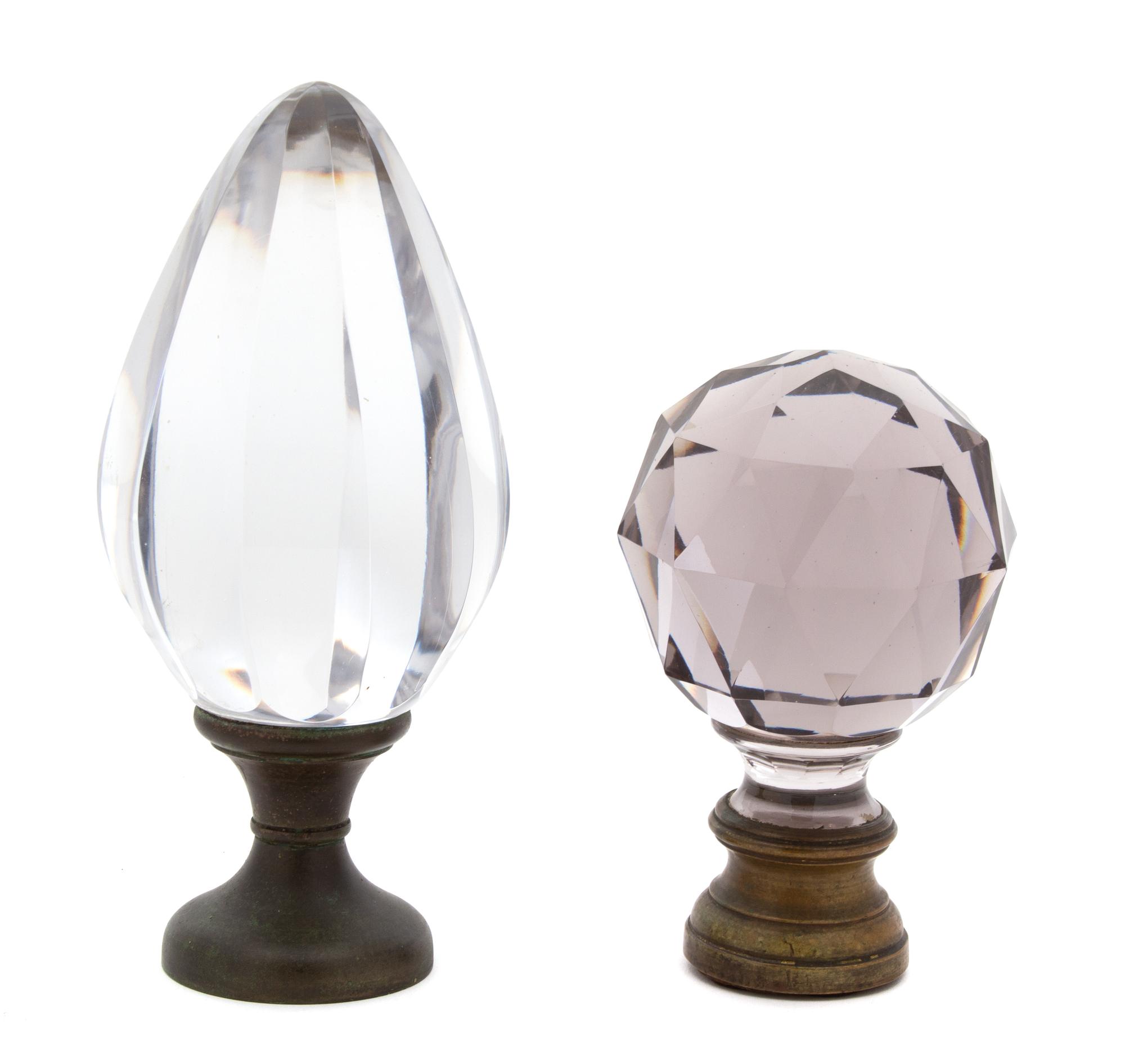 Two Continental Faceted Crystal Boules d'Escalier Height of taller 9 1/4 inches. — 19TH CENTURY