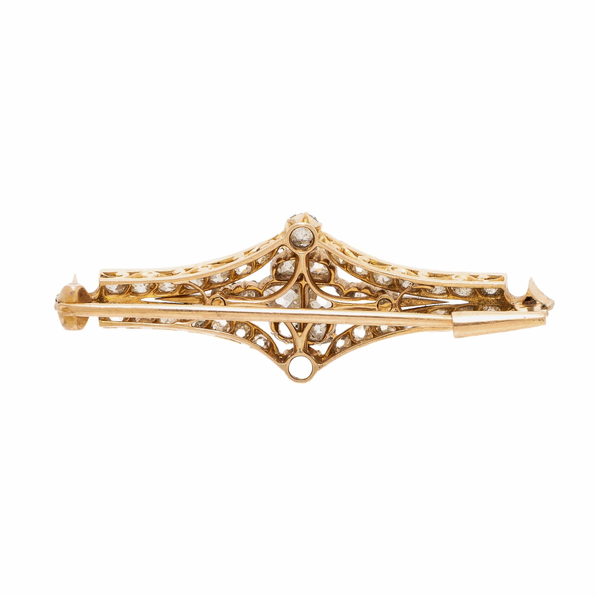 Antique, Diamond and Rose Gold Brooch