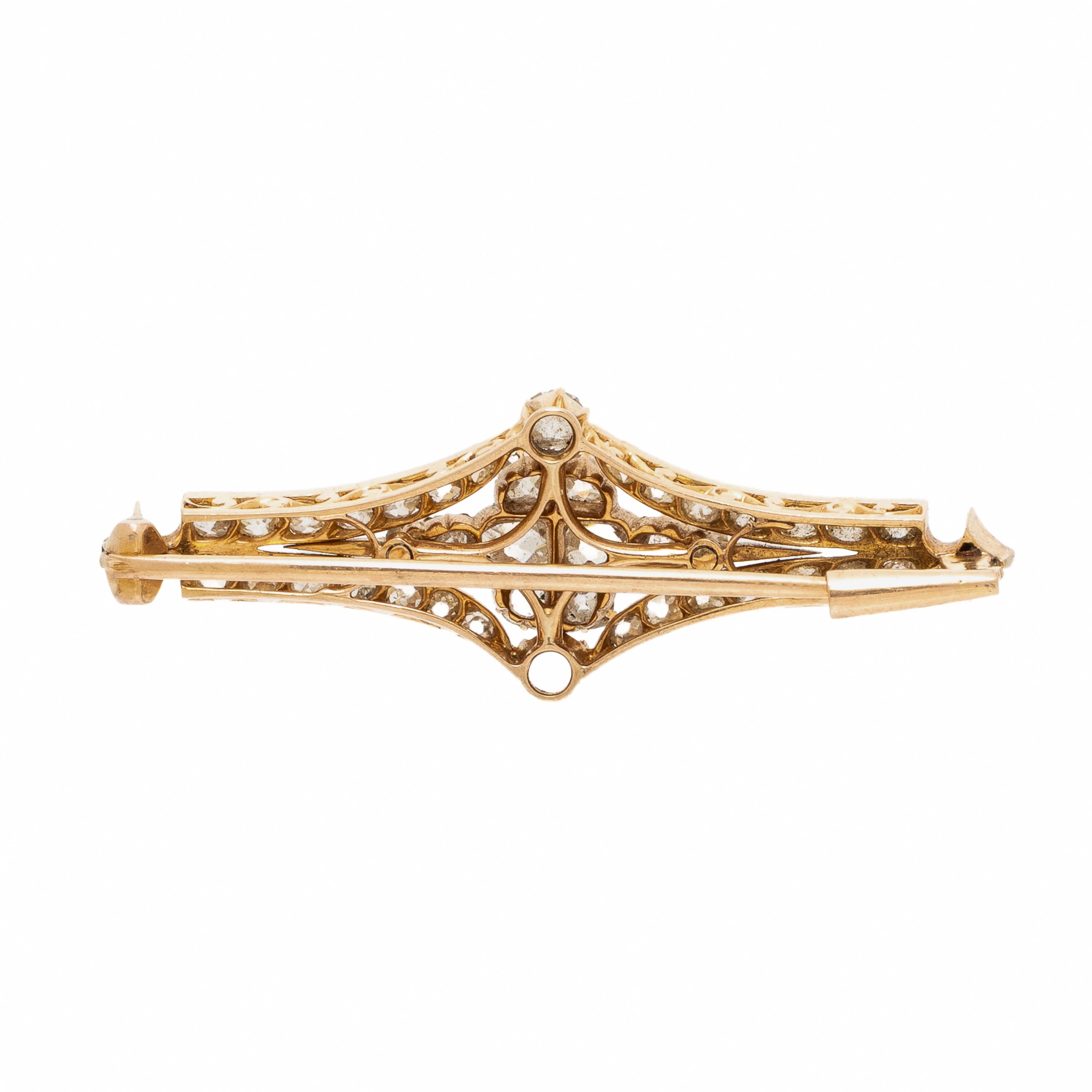 Antique, Diamond and Rose Gold Brooch