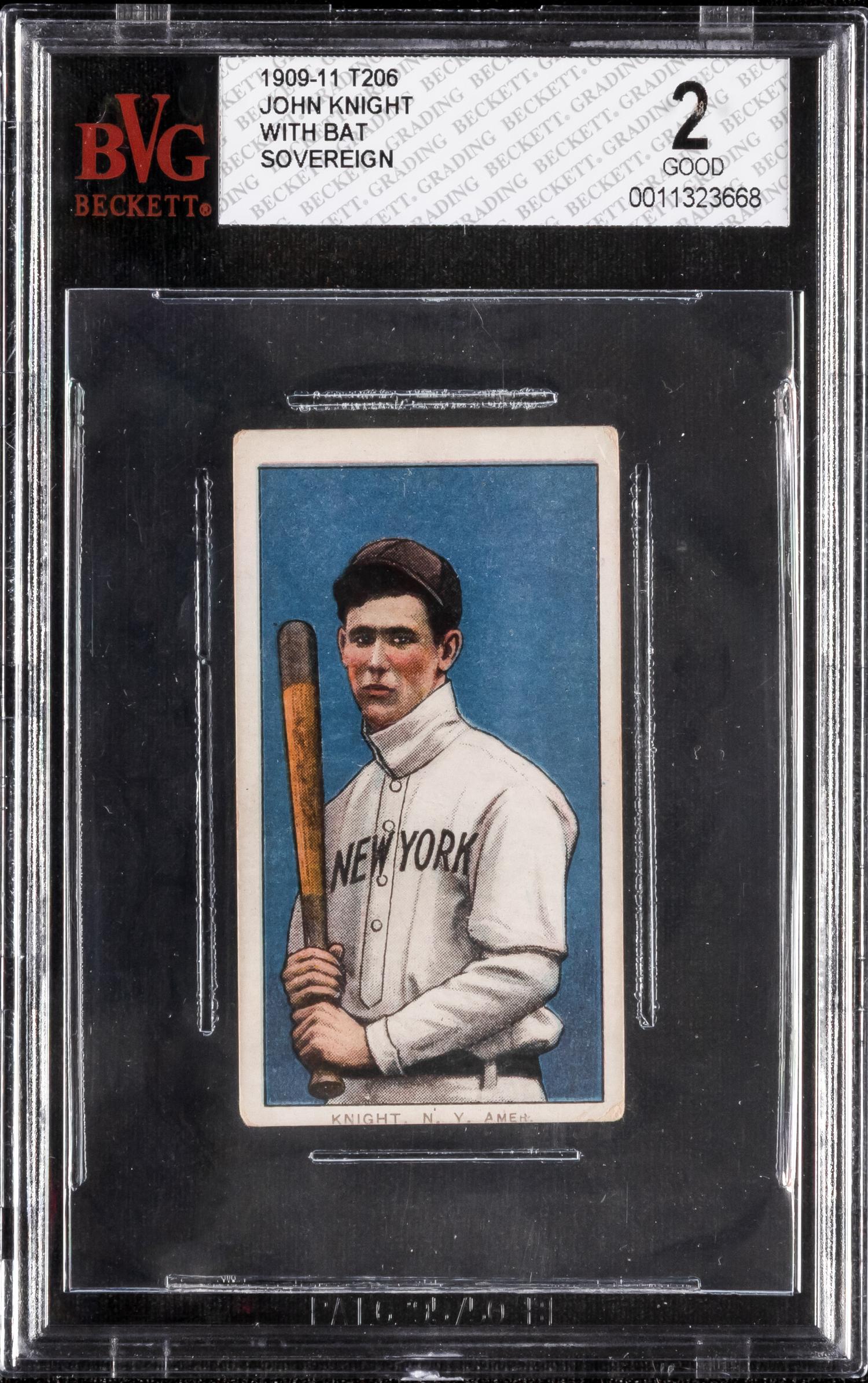 A 1909-11 T206 John Knight (With Bat) Baseball Card (Sovereign) BVG 2 GOOD