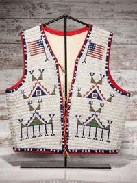 Sioux Beaded Hide Vest, with American Flags