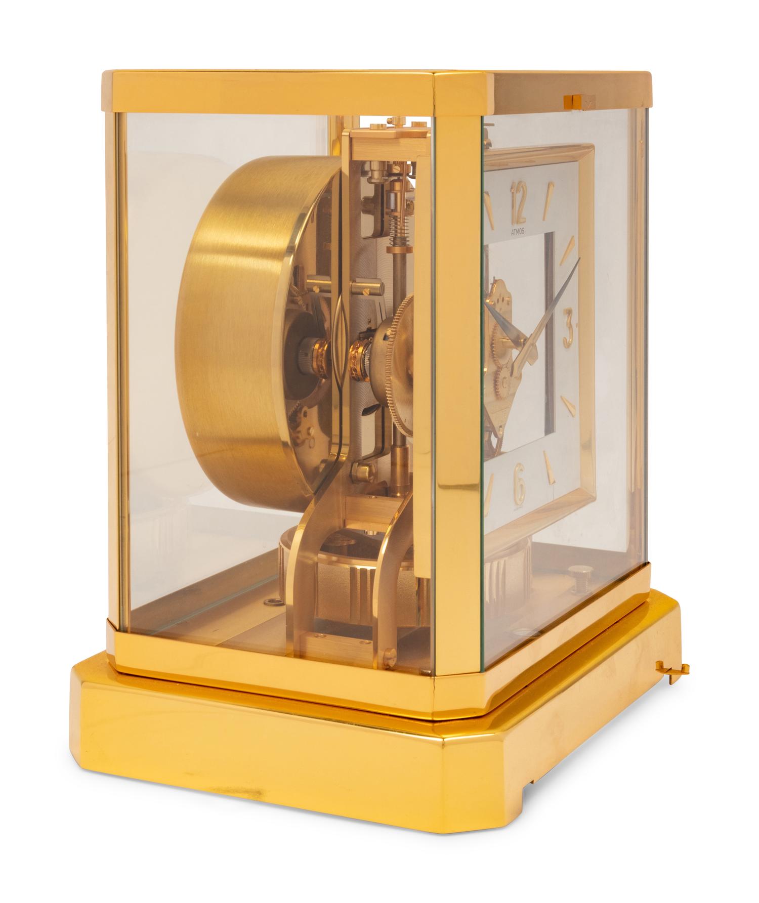 A Jaeger LeCoultre Brass and Glass Atmos Clock