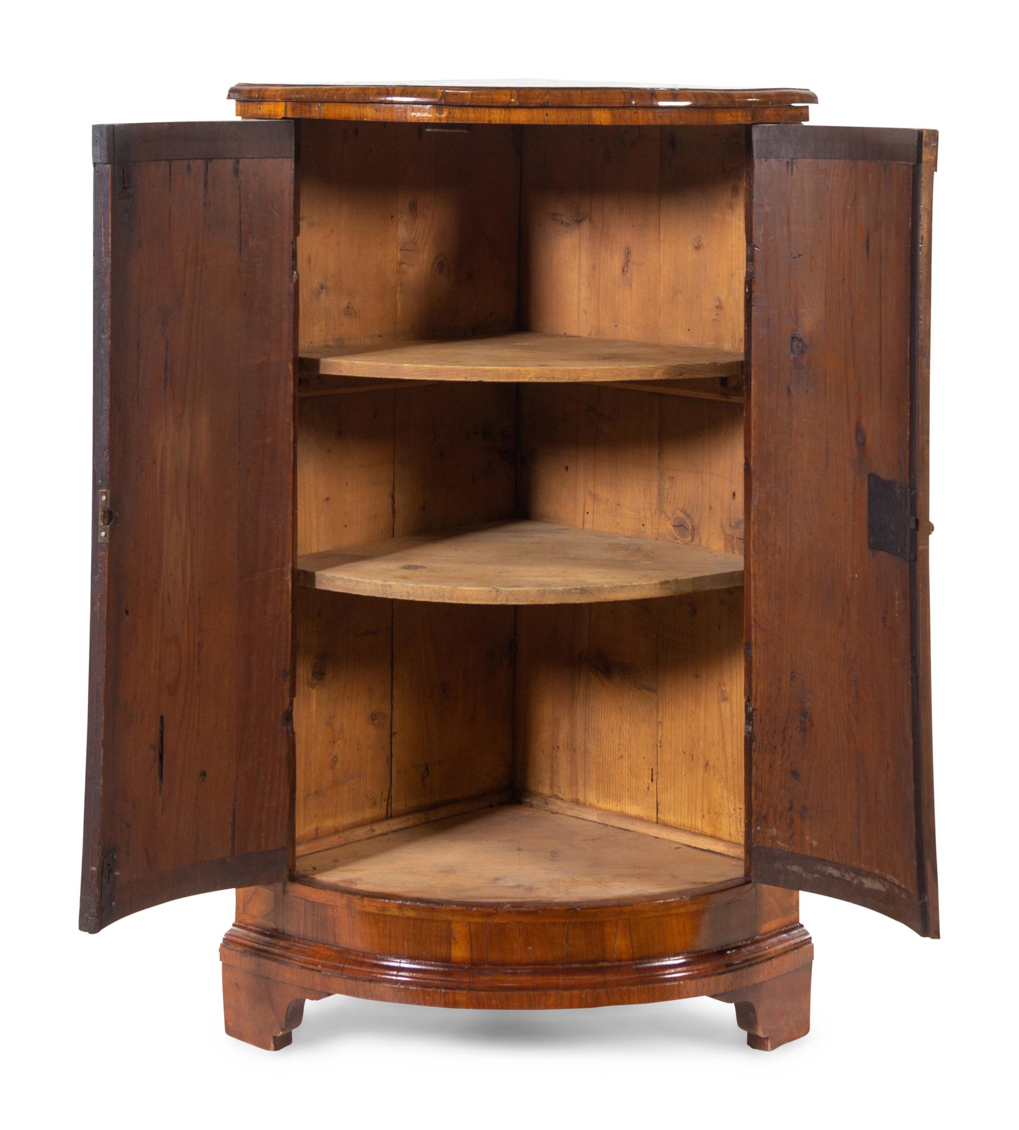 An Italian Burl Walnut Corner Cabinet