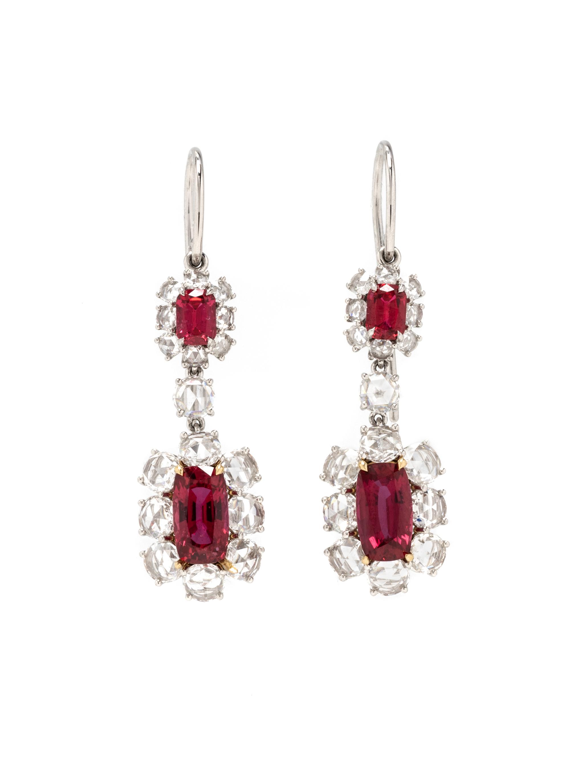 RUBY, SPINEL, AND DIAMOND EARRINGS
