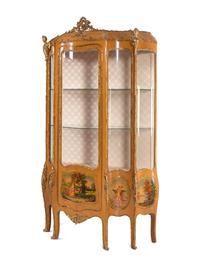 A Louis XV Style Gilt Metal Mounted Painted Vitrine