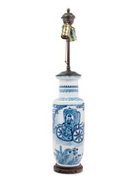 A Chinese Blue and White Porcelain Rouleau Vase