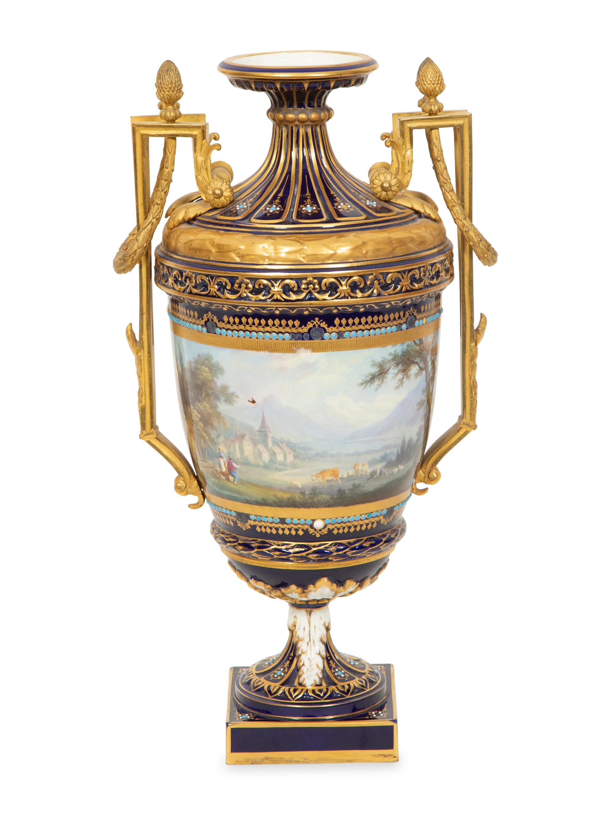 A Sèvres Gilt Bronze Mounted Porcelain Urn