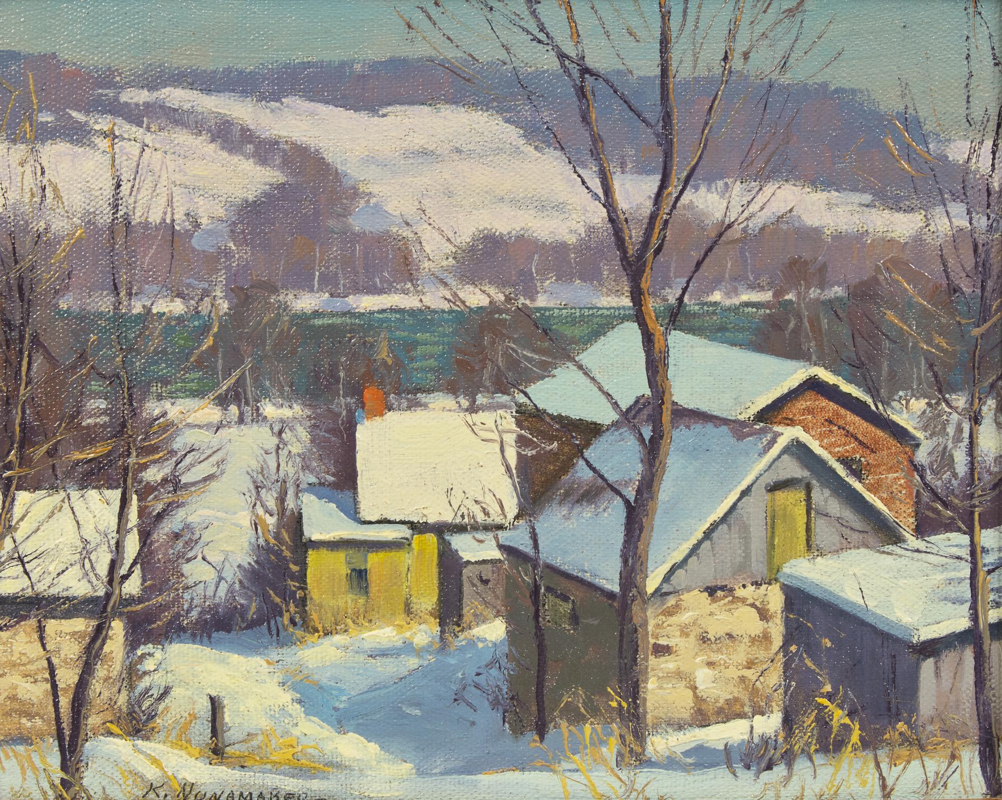 Kenneth R. Nunamaker (American, 1890-1957) — Snow-Capped Roofs