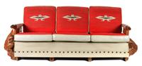 Western Style Burled Wood Sofa by Uptown Furniture Company Height 33 x width 81 x depth 25 inches