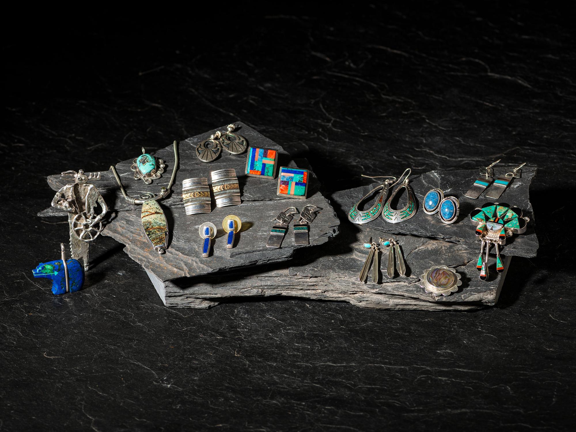 Group of Navajo, Zuni, and Southwestern-style Earrings and Pendants