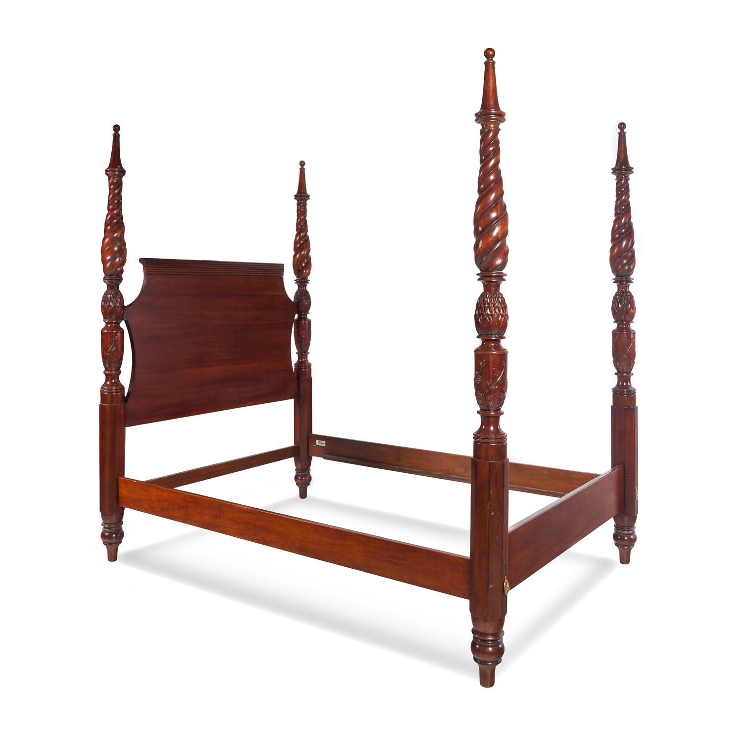 A Henredon Renaissance Revival Carved Mahogany Four-Post Bed