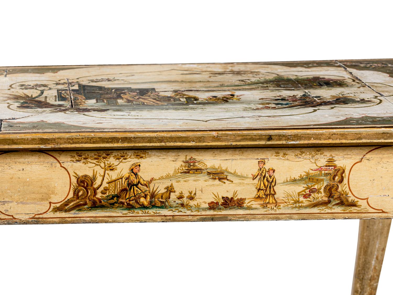 A Continental Polychrome Painted Side Table