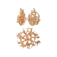 YELLOW GOLD EARRINGS AND BROOCH