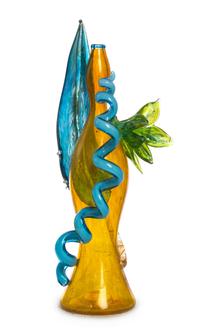 Dale Chihuly, (American, b. 1941), Sienna Piccolo Venetian with Blue Leaf, 1994 (from Venetian series)