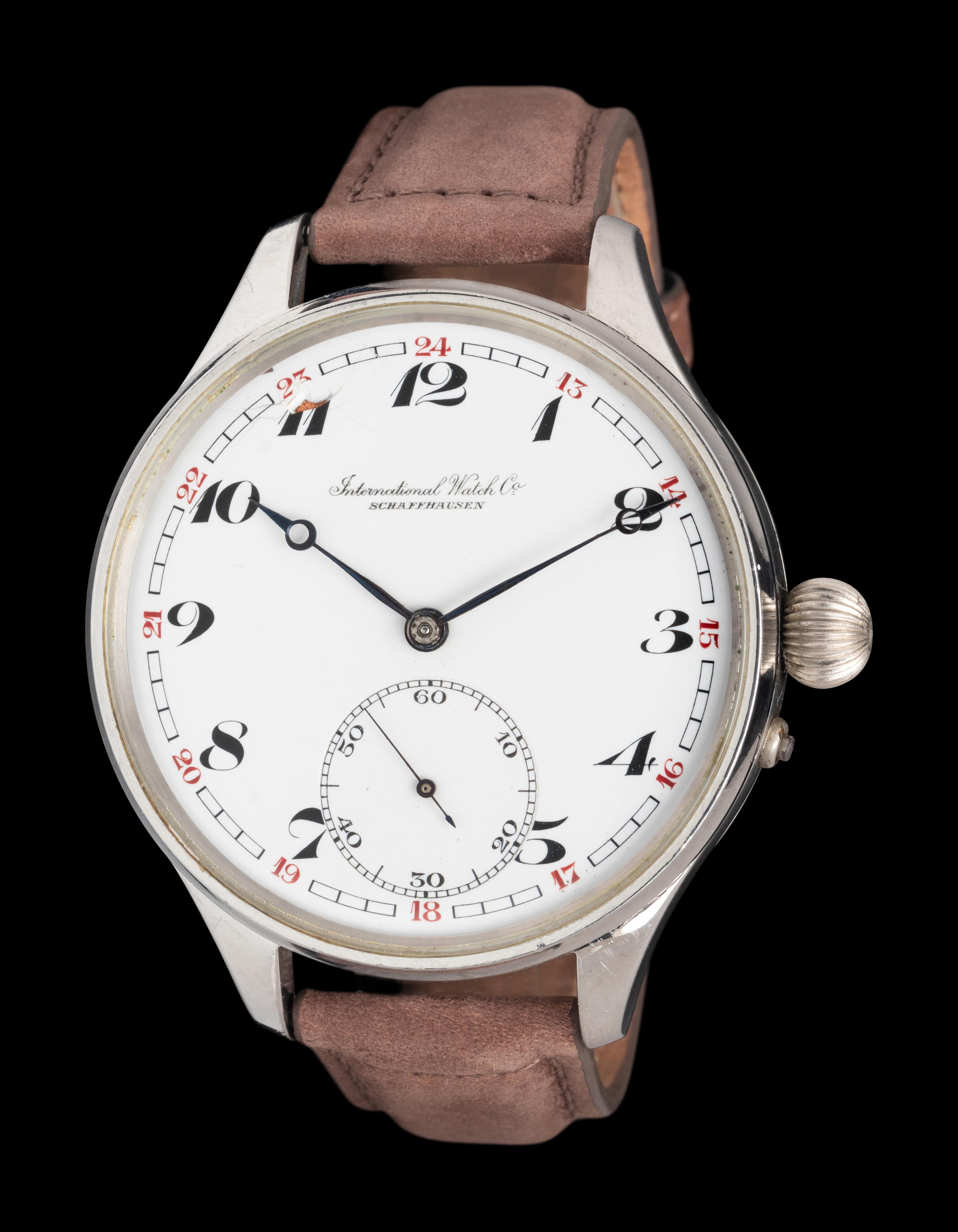 IWC, STAINLESS STEEL CONVERTED POCKET WATCH