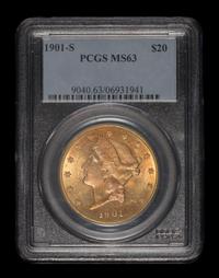 A United States 1901-S Liberty Head $20 Gold Coin