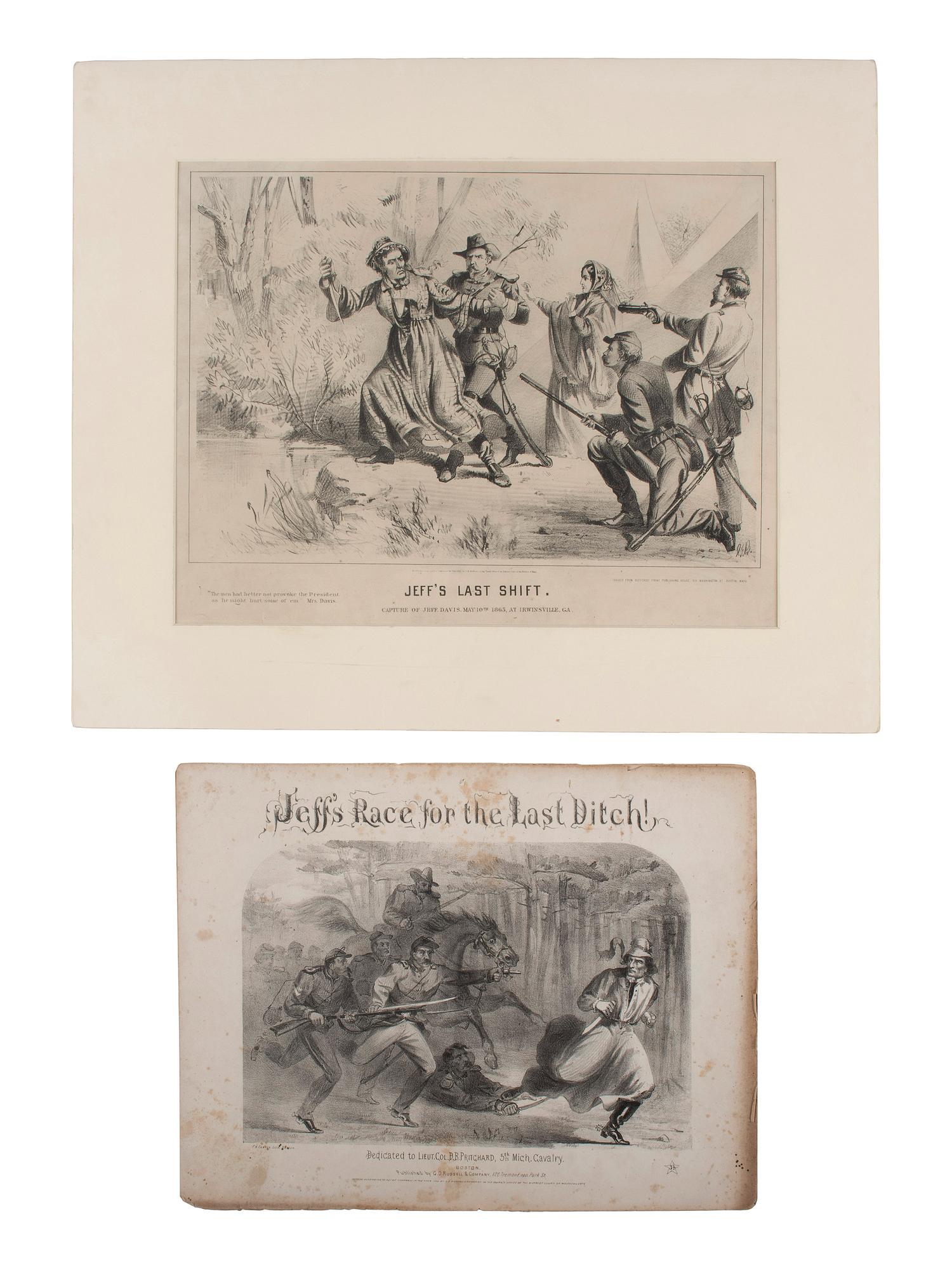 [CIVIL WAR] -- [DAVIS, Jefferson (1808-1889)]. A group of anti-Davis song sheets, sheet music, and an engraving, comprising: