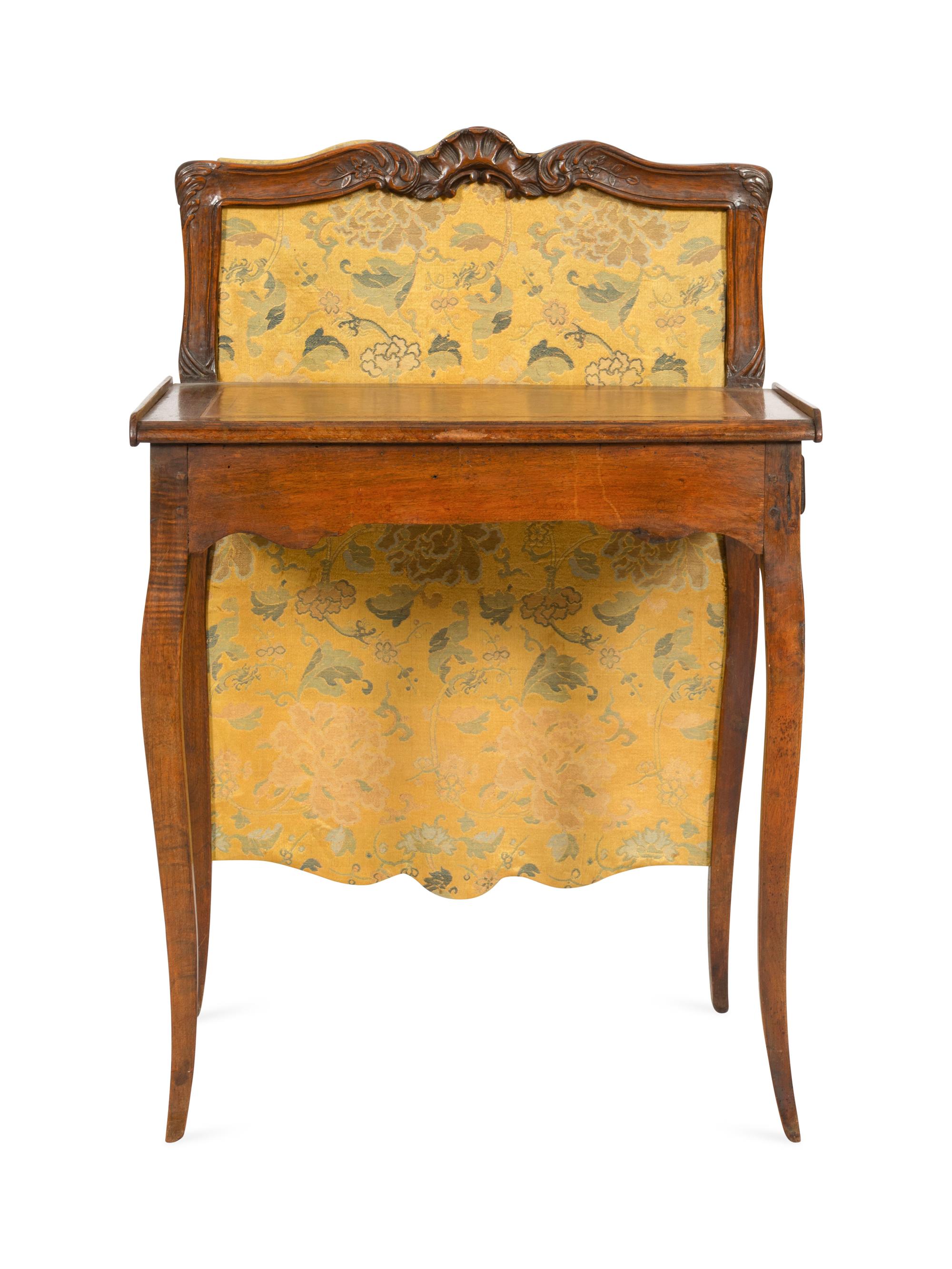 A Louis XV Provincial Mahogany Writing Table with Attached Fire Screen
