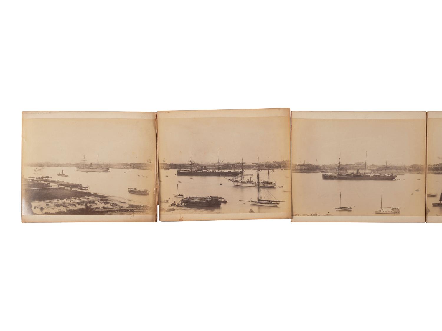 [EARLY PHOTOGRAPHY] -- [JAPAN]. 8-panel albumen photograph panorama of Nagasaki, Japan.