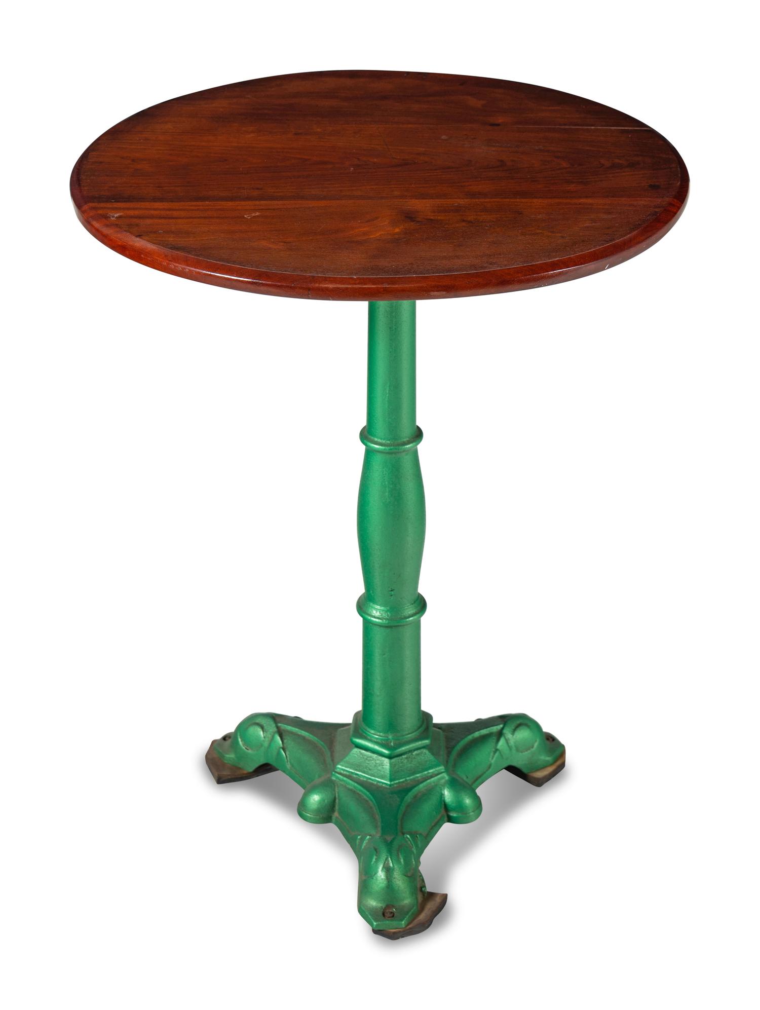 A French Painted Iron and Walnut Cafe Table