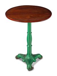A French Painted Iron and Walnut Cafe Table