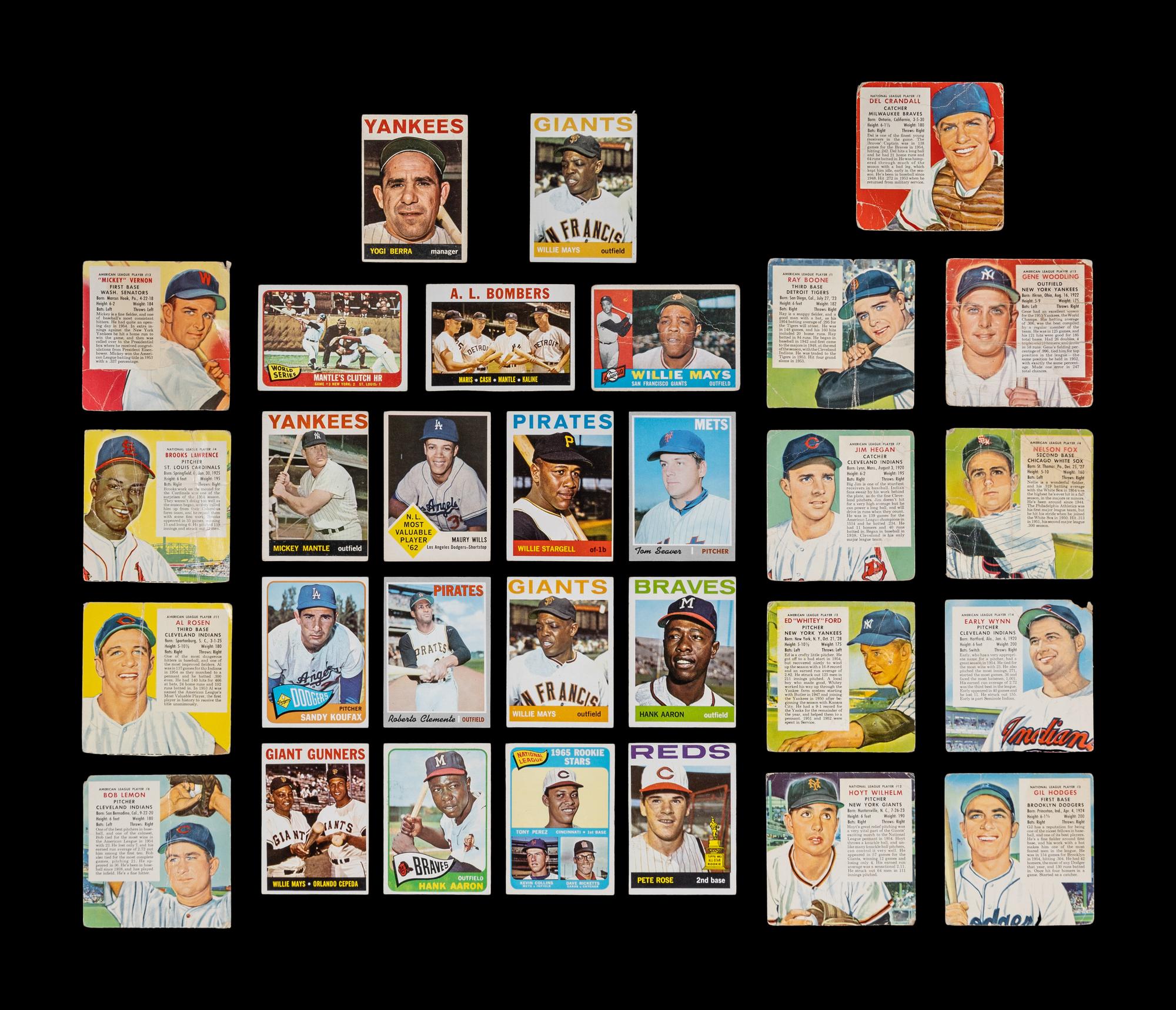 A Group of Nearly 200 1950s-70s Baseball Cards Including Mickey Mantle, Willie Mays and Multiple Hall of Famers,